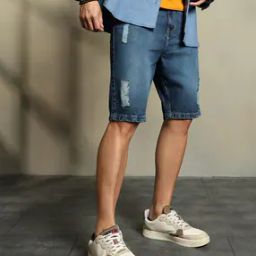 Shein Knee Length Distressed Denim Shorts-picture-48