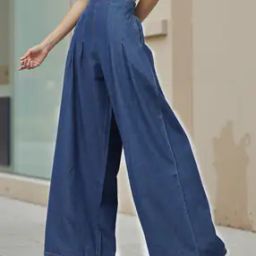Shein Full Length High Rise Pleated Flared Fit Jeans-image-27
