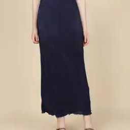 Shein High Waist Curled Hem Pleated Maxi Skirt-image-7