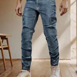 Shein Ankle Length Creasing Detail Cargo Style Jeans-image-63