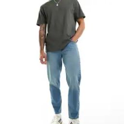 Mid-Wash Tapered Jeans-image-80
