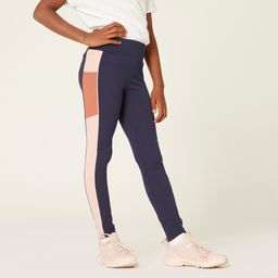 Girls' Breathable Leggings S500 - Navy Blue/Pink-0