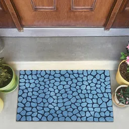 OBSESSIONS Blue Printed Anti-skid Rubber Doormat-94