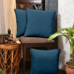 Clasiko Blue 3 Pcs Velvet Square Cushion Covers-30