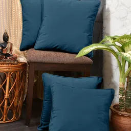 Clasiko Blue 4 Pcs Velvet Square Cushion Covers-image-64