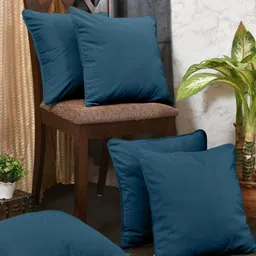 Clasiko Blue 5 Pcs Velvet Square Cushion Covers-30