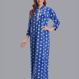 CIERGE Blue Printed Maxi Nightdress-image-83