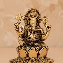 DecorTwist Metallic-Toned Textured Ganesha Idol Showpiece-13