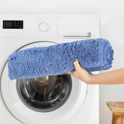 OBSESSIONS Blue Solid Lux Pure Cotton Anti-Skid Bath Rug-90