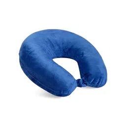 UrbanArts Blue Fibre Filled Faux Velvet Lightweight Travel Pillow-58