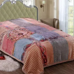 Signature The Club Collection Pink Blue Ethnic Motifs Heavy Winter Double Bed Blanket-image-52