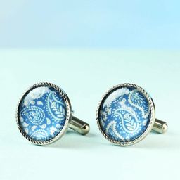Tossido Blue & White Metal Cufflink-image-26