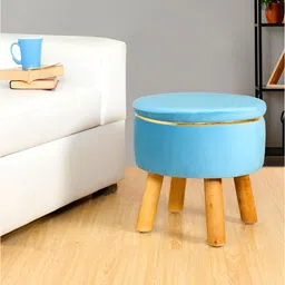 Shadowkart Blue Wooden Pouffes Sitting Mudda Ottomans-image-80