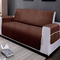 Cortina Brown & Navy Blue Quilted Three Seater Reversible Sofa Cover With Arms-image-71