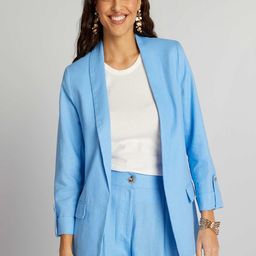 KIABI Women Longline Open Front Jacket with Embroidered-7