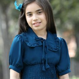 Cutiekins Girls Tie-Up Neck Puffed sleeves Fitted Crop Top-image-5