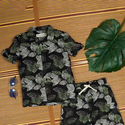 The Lion and The Fish Boys Printed Shirt Collar Neck Shirt With Flared Shorts Clothing Set-image-41