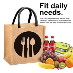 Kuber Industries Printed Swagger Tote Jute Bag-13