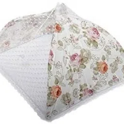 Foldable Umbrella Style Anti Fly Mosquito Mesh and Fabric Table Food Cover 12 inch Lid-31