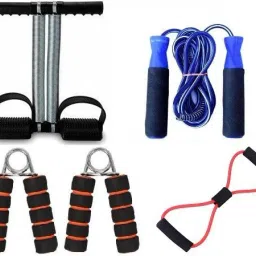 TUMMY TRIMMER WITH JUMPING ROPE, HAND GRIPAND RESISTANCE TUBE Fitness Accessory Kit Kit-image-63
