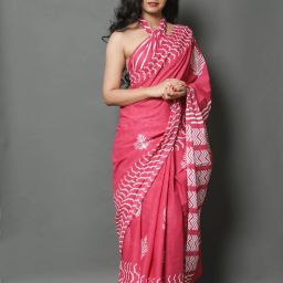 Printed, Blocked Printed, Floral Print, Color Block, Hand Painted, Dyed Daily Wear Pure Cotton Saree-picture-20