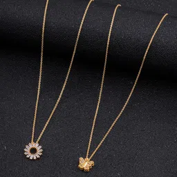 DressBerry Pack Of 2 Gold-Toned Gold-Plated Chain With Pendant-18