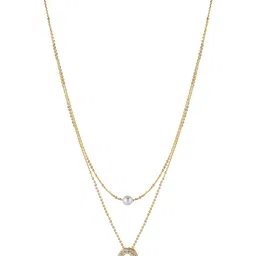 DressBerry Gold-Plated Round-Shaped Stone-Studded Pendant & Chain image 2