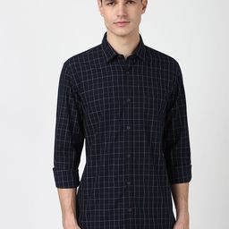 Peter England Casuals Men Grid Tattersall Checks Checked Slim Fit Opaque Casual Shirt-image-67