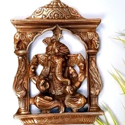 apka mart Bronze Ganesh Textured Metal Wall Hanging-image-78