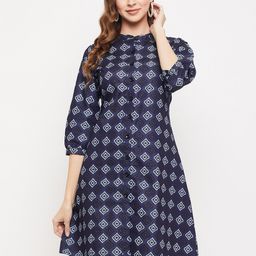 Ruhaans Denim A-Line Cotton Dress-image-67