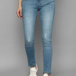 Allen Solly Woman Women Blue Slim Fit Low Distress Light Fade Jeans-picture-22