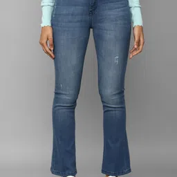 Allen Solly Woman Mid-Rise Low Distress Light Fade Bootcut Jeans-image-64