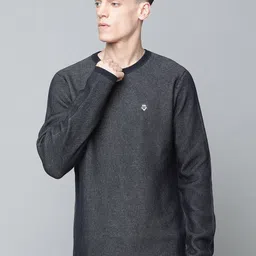 JUNK de LUXE Men Navy Blue Pure Cotton Pullover-image-3