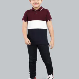 3PIN Boys Colourblocked Polo Clollar Short Sleeves Cotton T-shirt-image-22