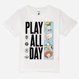 YK Disney Boys Regular Fit Typography Toy Story Printed Pure Cotton Applique T-shirt-image-94