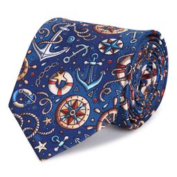 Tossido Men Blue & White Printed Broad Tie-image-86