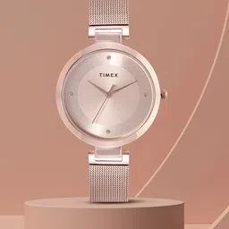 Timex Women Rose Gold-Toned Dial & Straps Bracelet Style Analogue Watch TWEL107SMU02-46