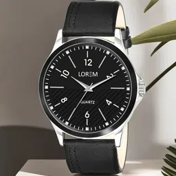 LOREM Men Brass Dial & Leather Straps Analogue Watch-18