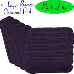 the little lookers 5 Layer Bamboo Purple Inserts/Liners/Pads/Cloth Diaper Liner/Wetfree Reusable Washable Cotton Diaper Nappy Inserts/Charcoal Pads for Baby Cloth Diapers (Charcoal Insert, Pack Of 10) image 2