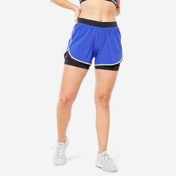 Women Double Layered Gym Shorts 2-in-1 Anti-Chafing - Blue-20