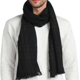 Solid Wool Blend Men Black Scarf-image-49