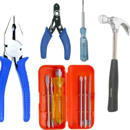 5 Pcs Combo Kit | Wire Cutter | Tester | Claw Hammer | Screwdriver Box-R | Lineman Plier-24