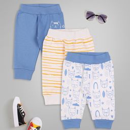 MeeMee Infants Boys Pack Of 3 Printed Cotton Joggers-image-2