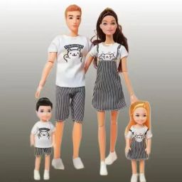Family Doll Set for Kids – 4 Dolls Including Mom, Dad & 2 Kids in Colorful Dress-image-38