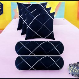 3 Cushion 2 bolster Microfibre Geometric Bolster Pack of 5-image-50
