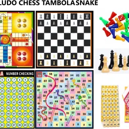 4 in 1 Wooden 12*12" Ludo & Chess | Tambola & Snake | Ticket Token Chessmen | 31 cm Chess Board-picture-8