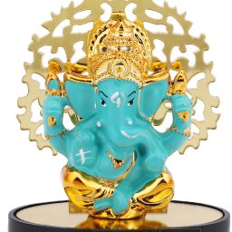 polyresin ganpati idol with tree for car dashboard and pooja Decorative Decorative Showpiece - 8.89 cm-image-9