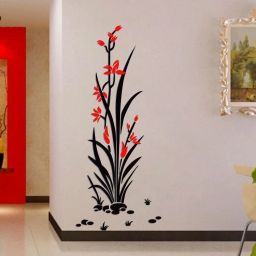 118 cm Red flower plant are planted wall sticker (118cm x 39cm) Self Adhesive Sticker-image-7