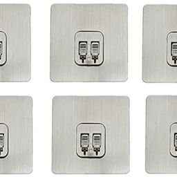 Magic Adhesive Sticker for Bathroom Self Corner Shelves Pack of 6 Pcs (Only Stickers) Hook 2-0