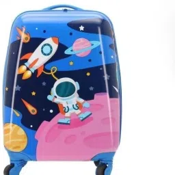 Small Cabin Suitcase (45 cm) 4 Wheels - Kid's 17-Inch Rolling 3D Cartoon Printed Suitcase | 4-Wheel Travel Trolley Bag - Blue-image-26